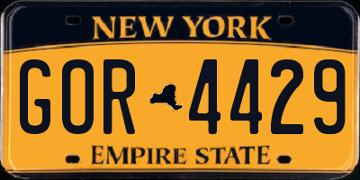 NY license plate GOR4429