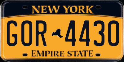 NY license plate GOR4430
