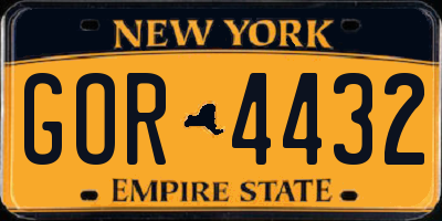 NY license plate GOR4432