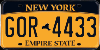 NY license plate GOR4433