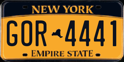 NY license plate GOR4441