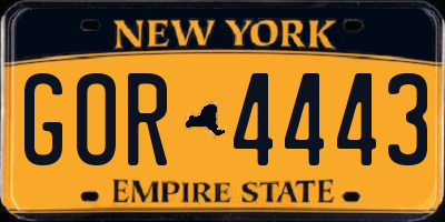 NY license plate GOR4443