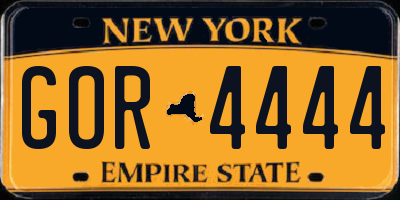 NY license plate GOR4444