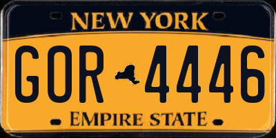 NY license plate GOR4446