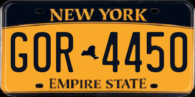 NY license plate GOR4450
