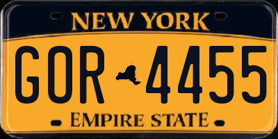 NY license plate GOR4455