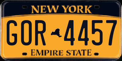NY license plate GOR4457