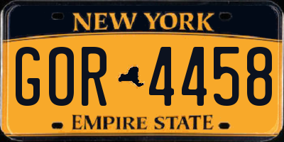 NY license plate GOR4458