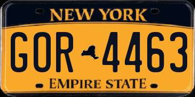 NY license plate GOR4463