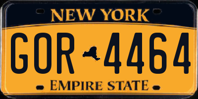 NY license plate GOR4464