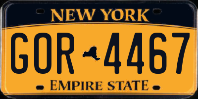 NY license plate GOR4467