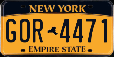 NY license plate GOR4471