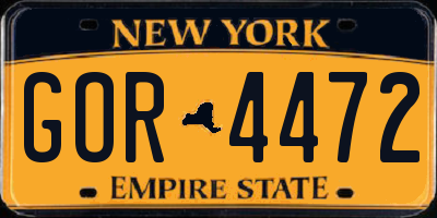 NY license plate GOR4472
