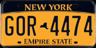 NY license plate GOR4474