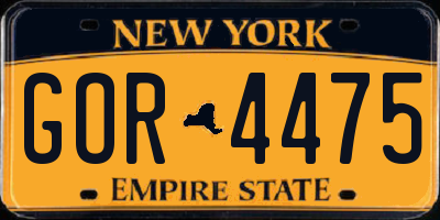 NY license plate GOR4475