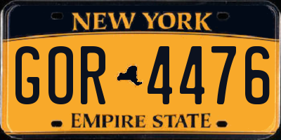 NY license plate GOR4476