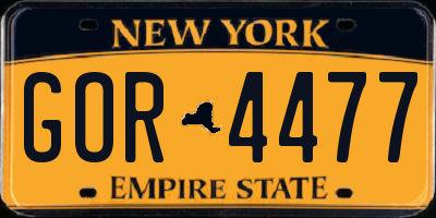NY license plate GOR4477