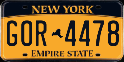 NY license plate GOR4478