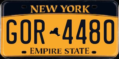 NY license plate GOR4480
