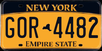 NY license plate GOR4482