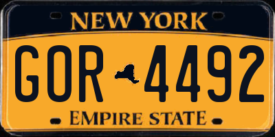 NY license plate GOR4492