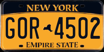 NY license plate GOR4502