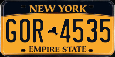NY license plate GOR4535