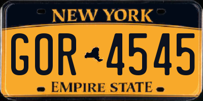 NY license plate GOR4545