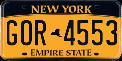 NY license plate GOR4553
