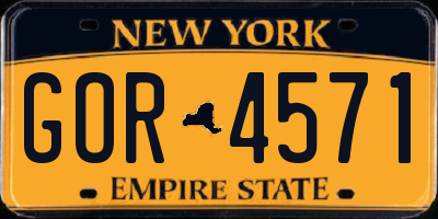 NY license plate GOR4571