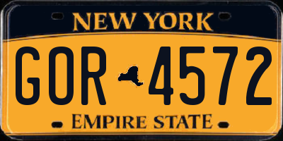 NY license plate GOR4572