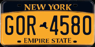 NY license plate GOR4580