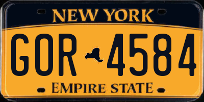 NY license plate GOR4584
