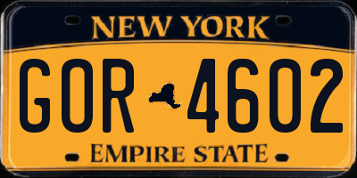 NY license plate GOR4602
