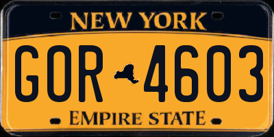 NY license plate GOR4603