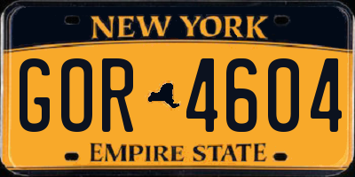 NY license plate GOR4604
