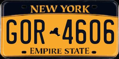 NY license plate GOR4606