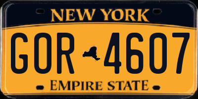 NY license plate GOR4607