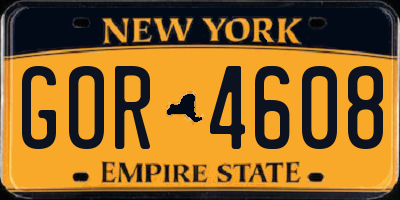 NY license plate GOR4608