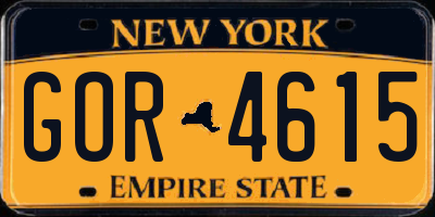 NY license plate GOR4615