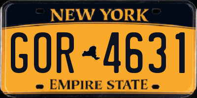 NY license plate GOR4631