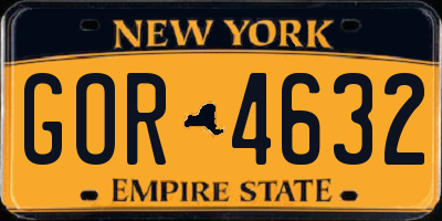 NY license plate GOR4632