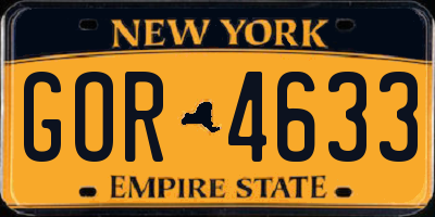 NY license plate GOR4633