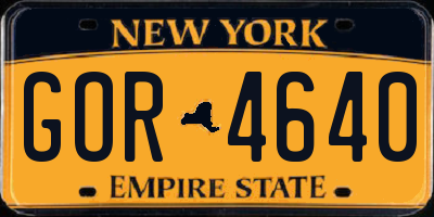 NY license plate GOR4640