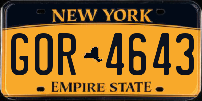 NY license plate GOR4643