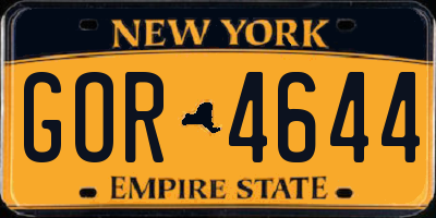NY license plate GOR4644