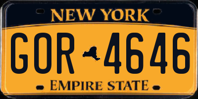 NY license plate GOR4646