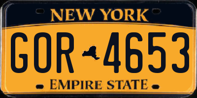 NY license plate GOR4653