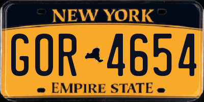 NY license plate GOR4654