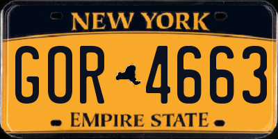 NY license plate GOR4663